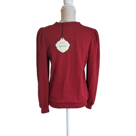 Knox Rose Red V Neck Pullover Sweatshirt Women's - Picture 4 of 4